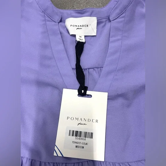 NWT Tuckernuck Pomander Place Lilac Kenzo Tiered Mini Dress V-neck 3/4 Sleeves - Picture 12 of 16